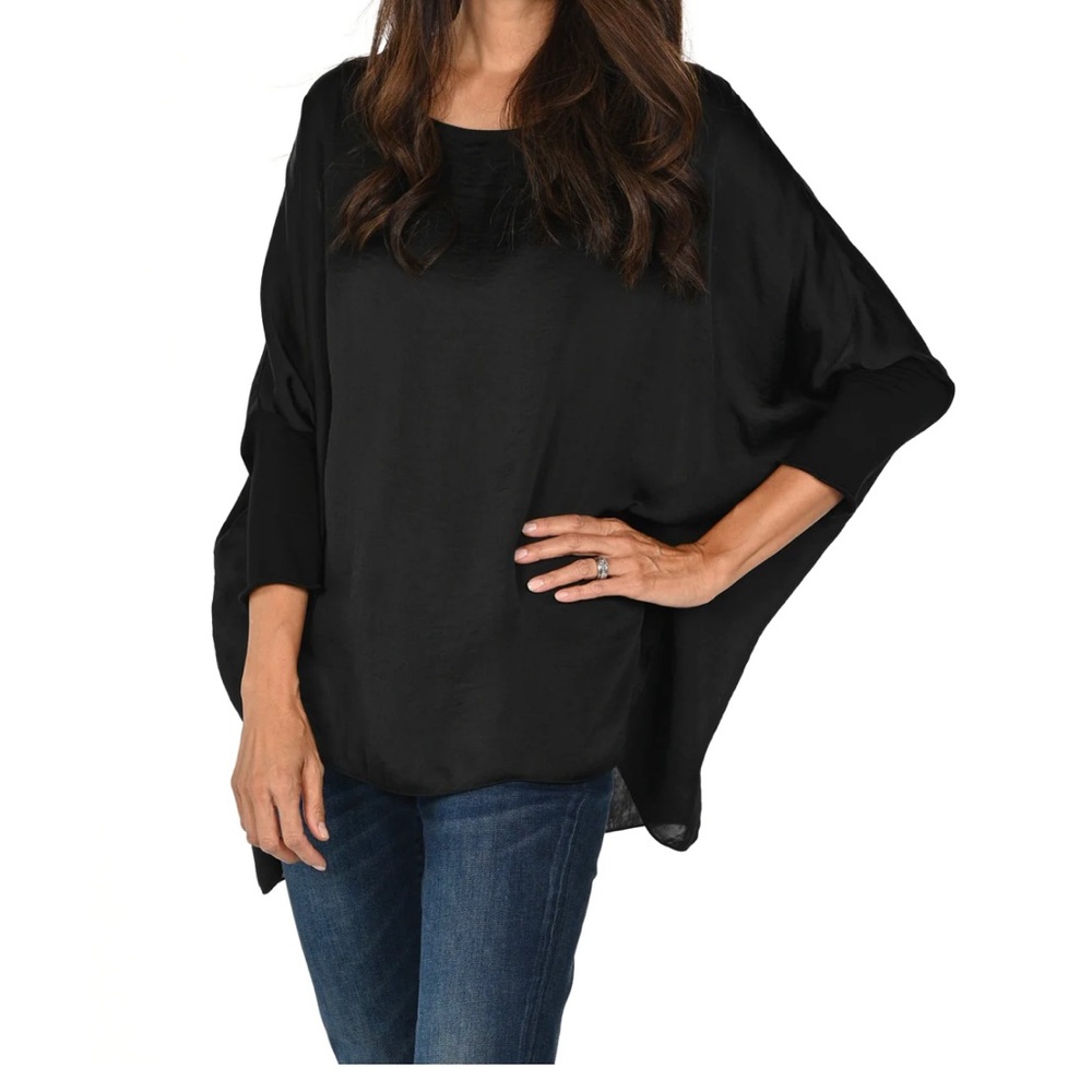 Tutu and Lilli black blouse with dolman sleeves.